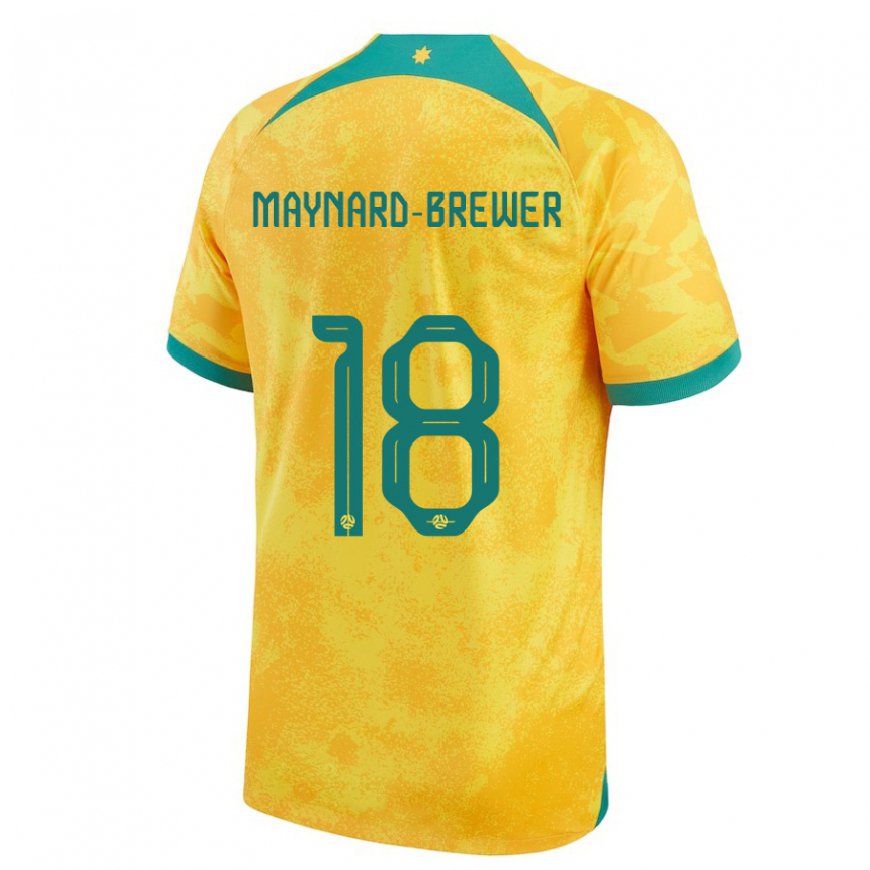 Kandiny Hombre Camiseta Australia Ashley Maynard Brewer #18 Dorado 1ª Equipación 22-24 La Camisa Chile