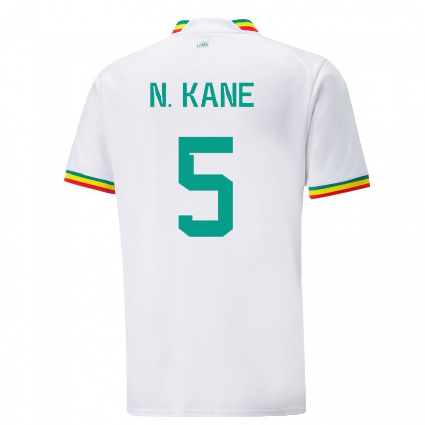 Kandiny Hombre Camiseta Senegal Ndeye Ndiaye Kane #5 Blanco 1ª Equipación 22-24 La Camisa Chile