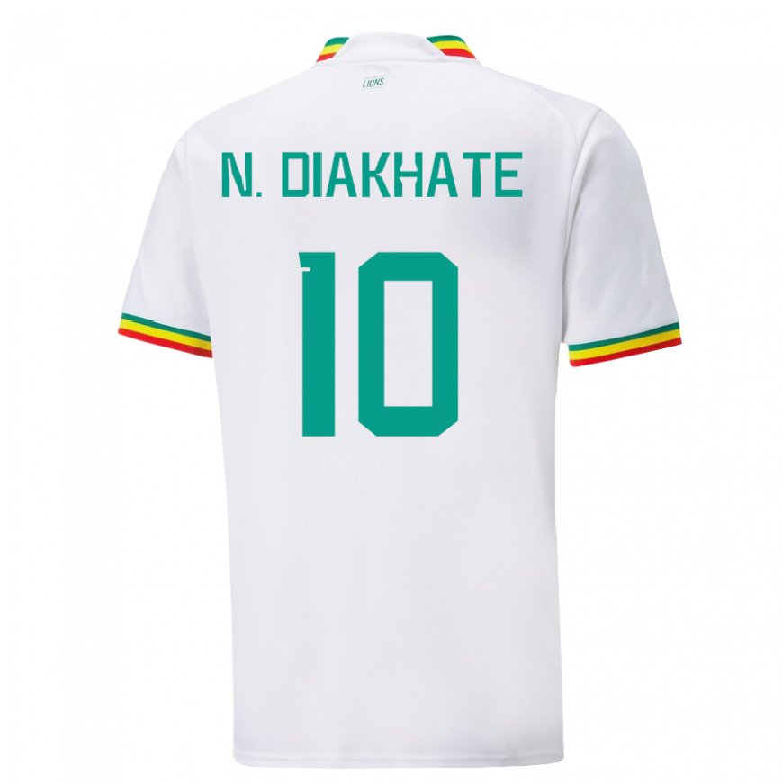 Kandiny Hombre Camiseta Senegal Ndeye Awa Diakhate #10 Blanco 1ª Equipación 22-24 La Camisa Chile