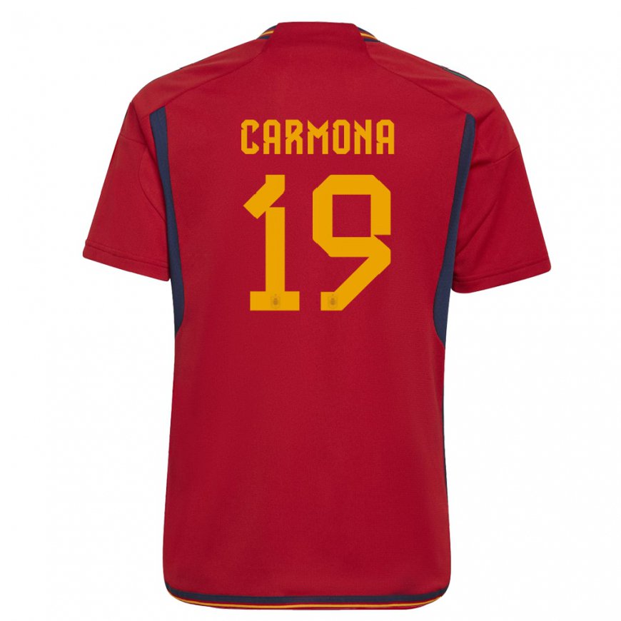 Kandiny Hombre Camiseta España Olga Carmona #19 Rojo 1ª Equipación 22-24 La Camisa Chile