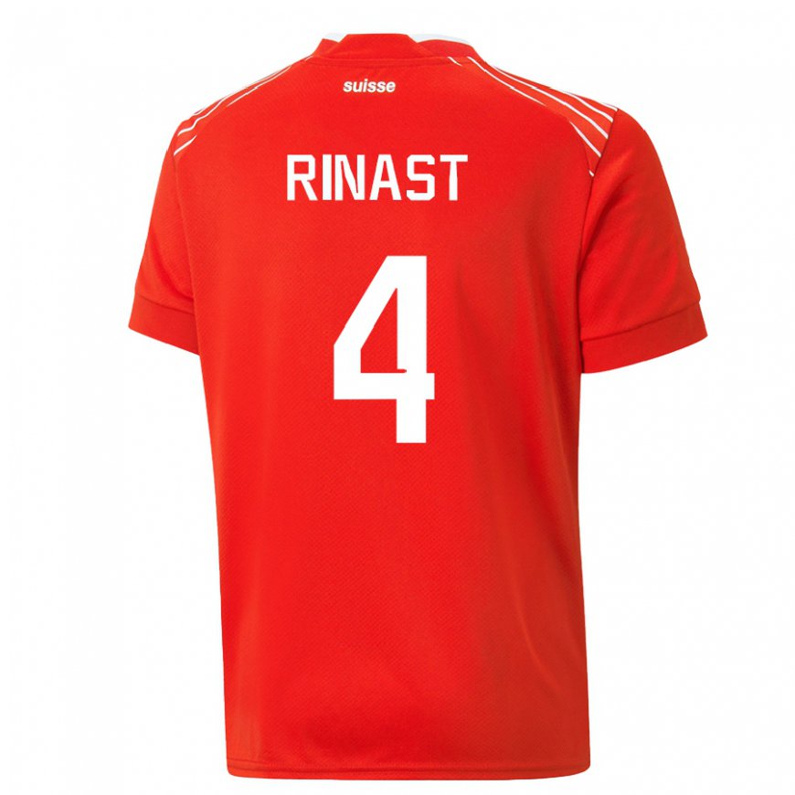 Kandiny Hombre Camiseta Suiza Rachel Rinast #4 Rojo 1ª Equipación 22-24 La Camisa Chile