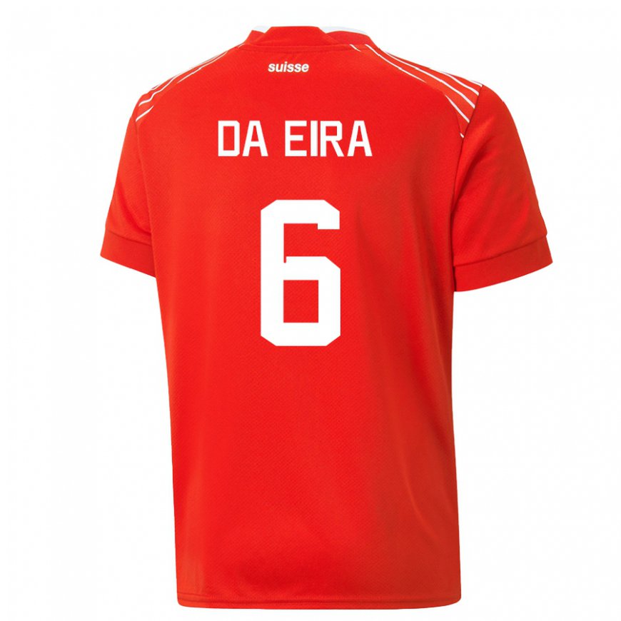 Kandiny Hombre Camiseta Suiza Stefanie Da Eira #6 Rojo 1ª Equipación 22-24 La Camisa Chile