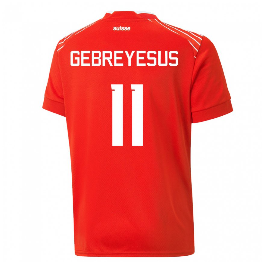 Kandiny Hombre Camiseta Suiza Esey Gebreyesus #11 Rojo 1ª Equipación 22-24 La Camisa Chile