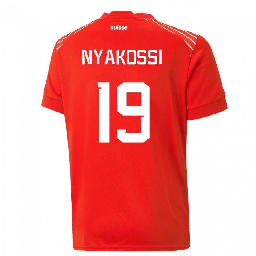 Kandiny Hombre Camiseta Suiza Roggerio Nyakossi #19 Rojo 1ª Equipación 22-24 La Camisa Chile