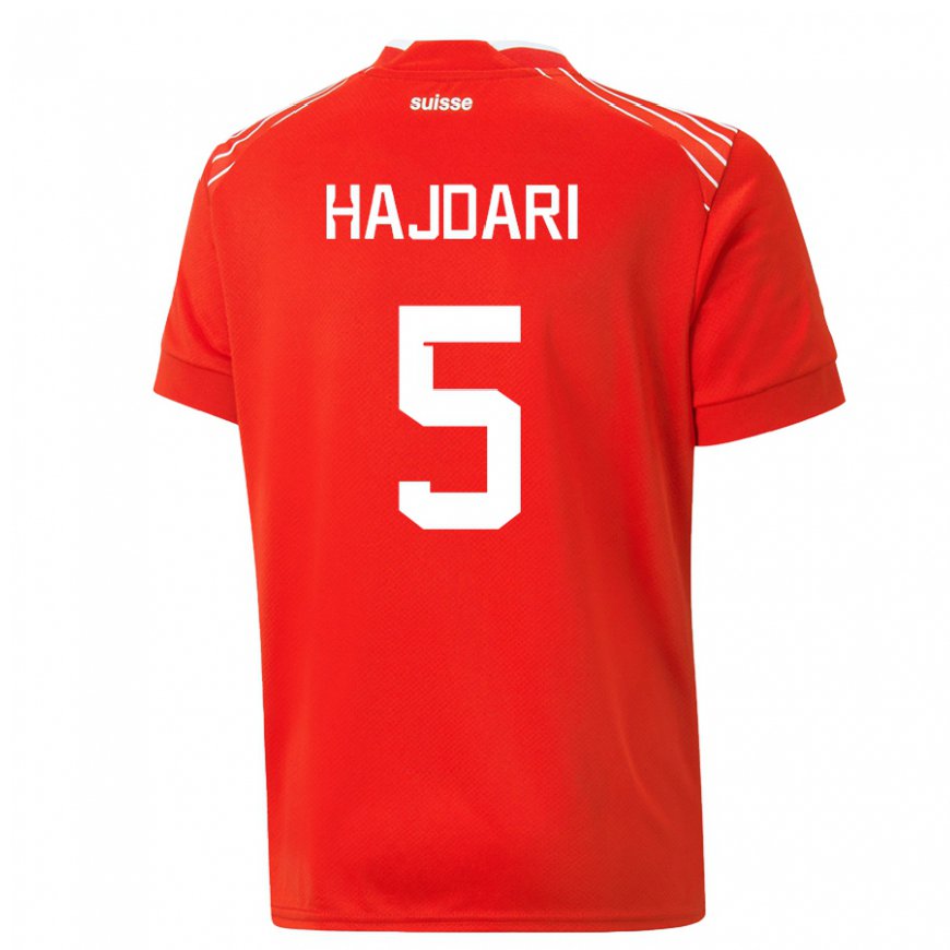 Kandiny Hombre Camiseta Suiza Albian Hajdari #5 Rojo 1ª Equipación 22-24 La Camisa Chile