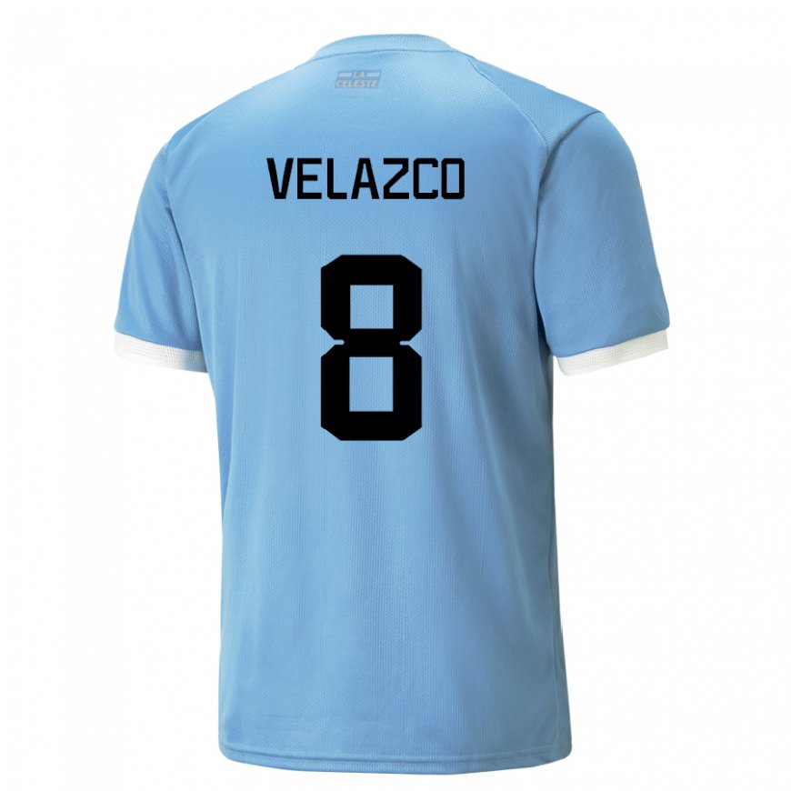Kandiny Hombre Camiseta Uruguay Ximena Velazco #8 Azul 1ª Equipación 22-24 La Camisa Chile