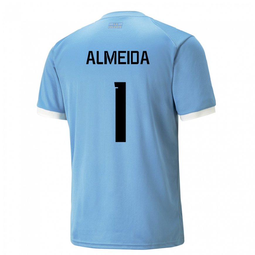 Kandiny Hombre Camiseta Uruguay Martin Almeida #1 Azul 1ª Equipación 22-24 La Camisa Chile