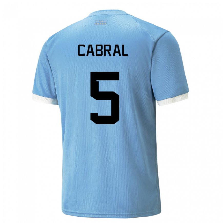 Kandiny Hombre Camiseta Uruguay Maximo Cabral #5 Azul 1ª Equipación 22-24 La Camisa Chile