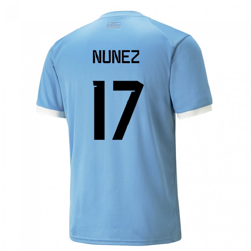 Kandiny Hombre Camiseta Uruguay Facundo Nunez #17 Azul 1ª Equipación 22-24 La Camisa Chile