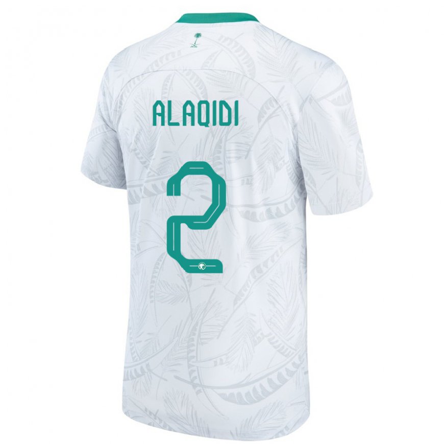 Kandiny Hombre Camiseta Arabia Saudita Nawaf Alaqidi #2 Blanco 1ª Equipación 22-24 La Camisa Chile