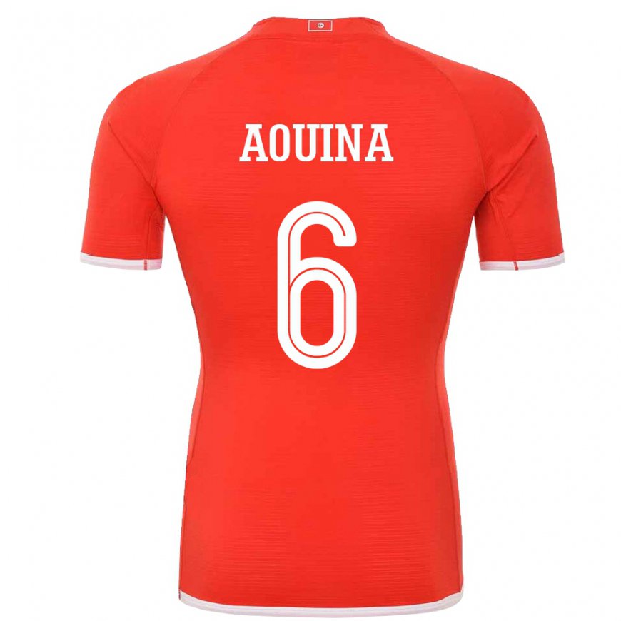 Kandiny Hombre Camiseta Túnez Rania Aouina #6 Rojo 1ª Equipación 22-24 La Camisa Chile