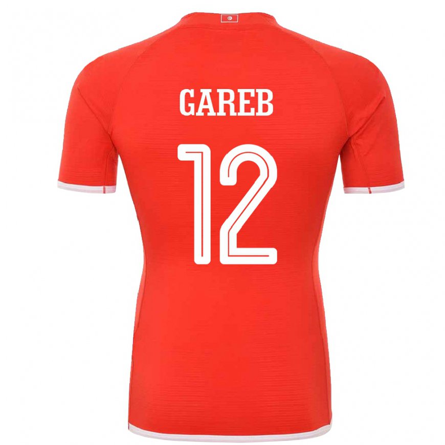 Kandiny Hombre Camiseta Túnez Adem Gareb #12 Rojo 1ª Equipación 22-24 La Camisa Chile