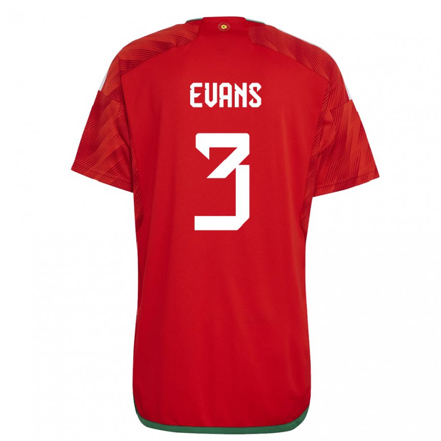 Kandiny Hombre Camiseta Gales Gemma Evans #3 Rojo 1ª Equipación 22-24 La Camisa Chile