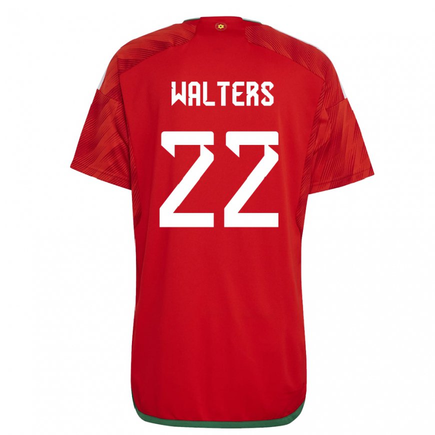 Kandiny Hombre Camiseta Gales Georgia Walters #22 Rojo 1ª Equipación 22-24 La Camisa Chile
