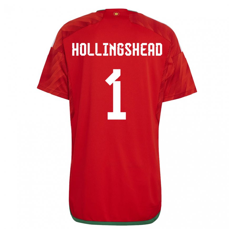 Kandiny Hombre Camiseta Gales Ronnie Hollingshead #1 Rojo 1ª Equipación 22-24 La Camisa Chile