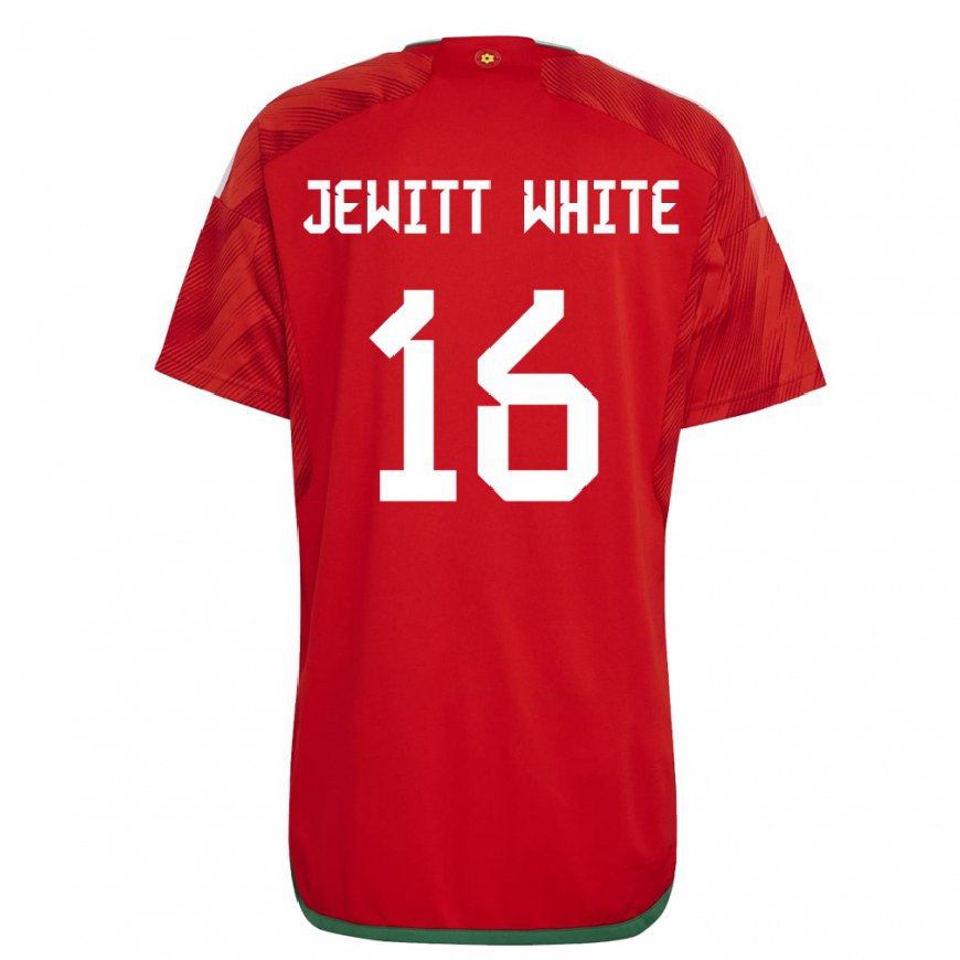 Kandiny Hombre Camiseta Gales Harry Jewitt White #16 Rojo 1ª Equipación 22-24 La Camisa Chile
