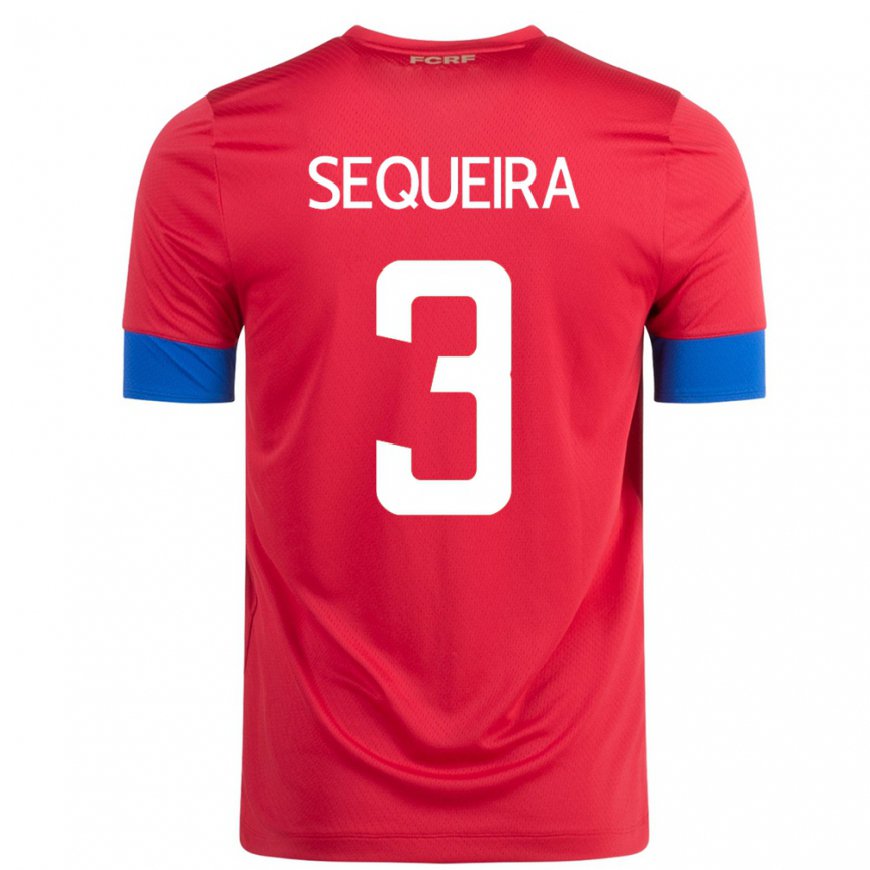 Kandiny Hombre Camiseta Costa Rica Douglas Sequeira #3 Rojo 1ª Equipación 22-24 La Camisa Chile