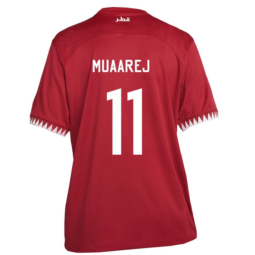 Kandiny Hombre Camiseta Catar Mooza Muaarej #11 Granate 1ª Equipación 22-24 La Camisa Chile