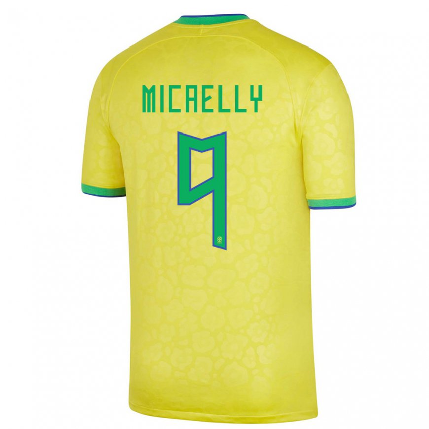 Kandiny Hombre Camiseta Brasil Micaelly #9 Amarillo 1ª Equipación 22-24 La Camisa Chile
