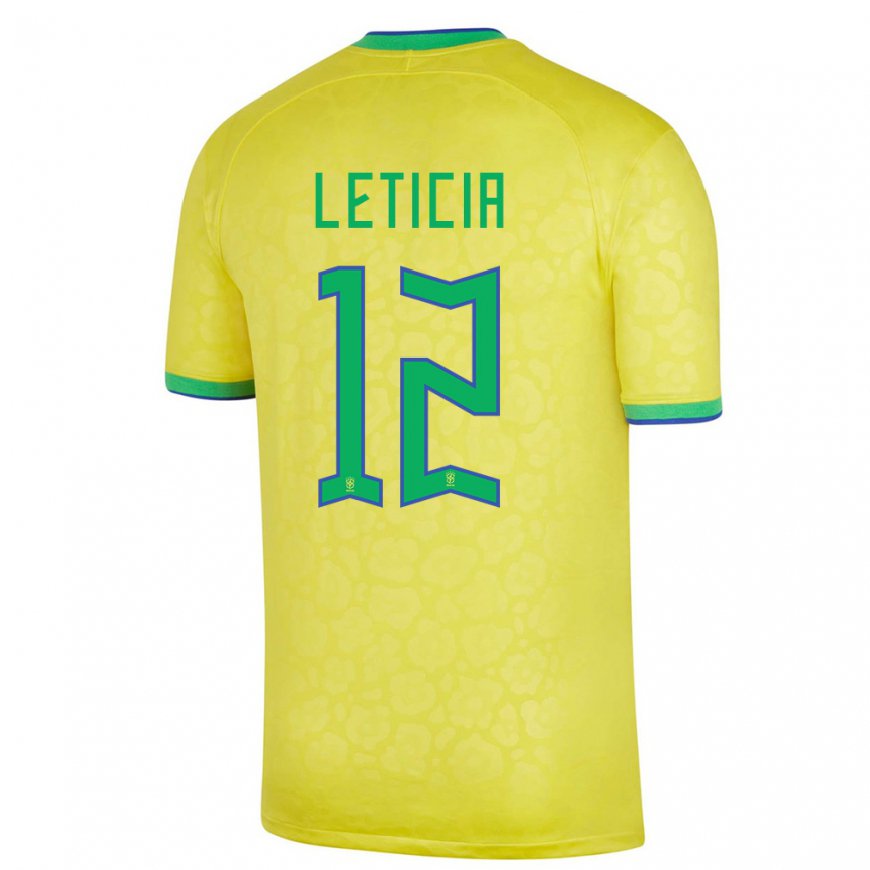 Kandiny Hombre Camiseta Brasil Leticia #12 Amarillo 1ª Equipación 22-24 La Camisa Chile