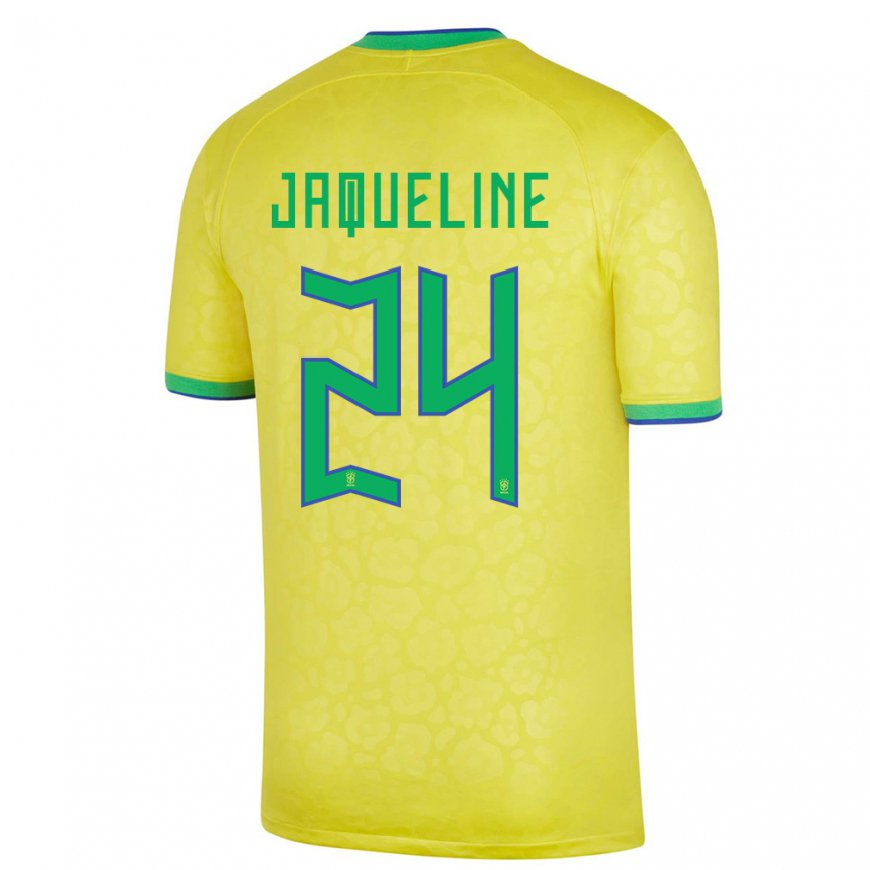 Kandiny Hombre Camiseta Brasil Jaqueline #24 Amarillo 1ª Equipación 22-24 La Camisa Chile