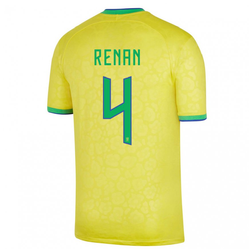 Kandiny Hombre Camiseta Brasil Robert Renan #4 Amarillo 1ª Equipación 22-24 La Camisa Chile