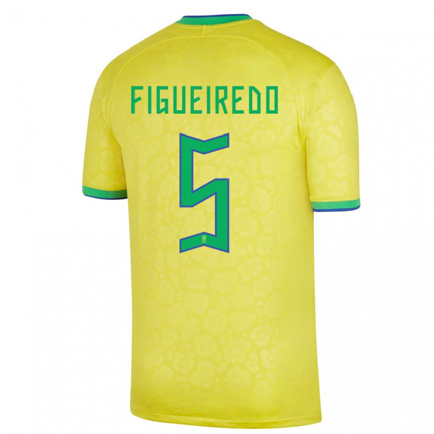 Kandiny Hombre Camiseta Brasil Vitor Figueiredo #5 Amarillo 1ª Equipación 22-24 La Camisa Chile