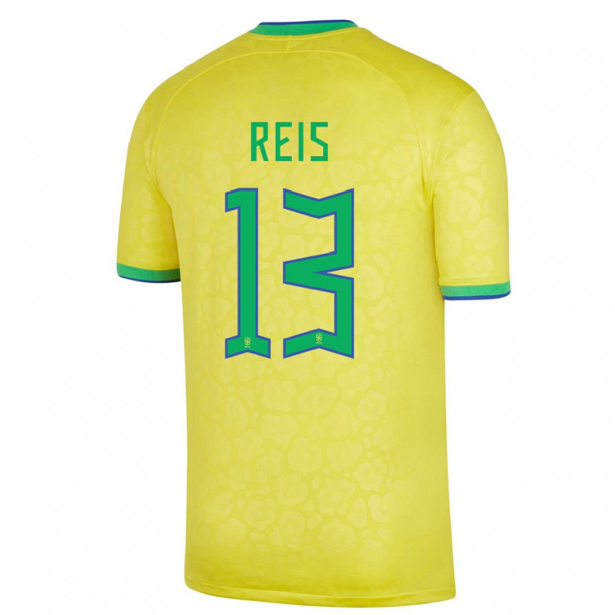 Kandiny Hombre Camiseta Brasil Vitor Reis #13 Amarillo 1ª Equipación 22-24 La Camisa Chile