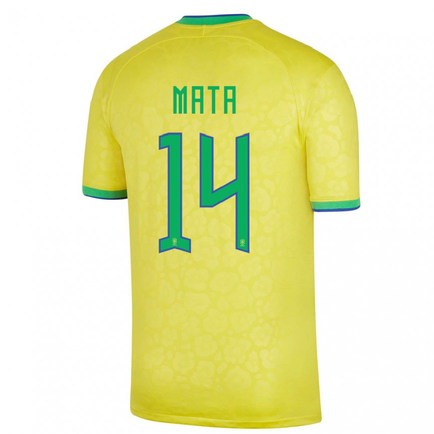 Kandiny Hombre Camiseta Brasil Da Mata #14 Amarillo 1ª Equipación 22-24 La Camisa Chile