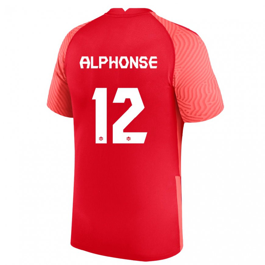 Kandiny Hombre Camiseta Canadá Jefferson Alphonse #12 Rojo 1ª Equipación 22-24 La Camisa Chile