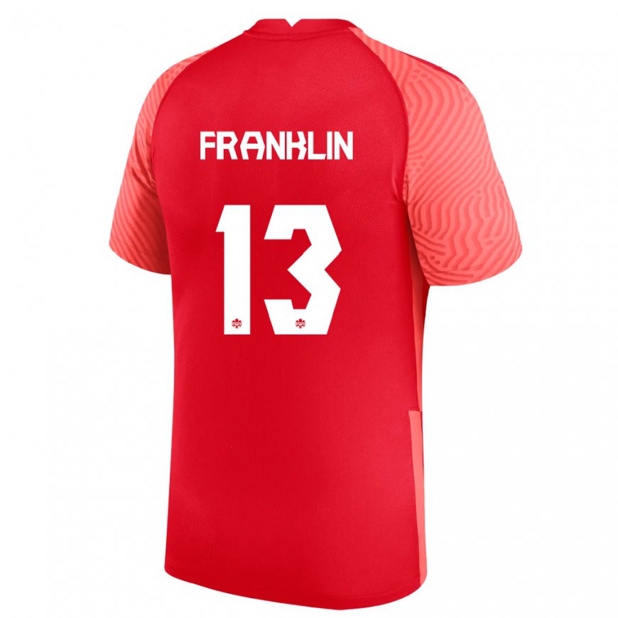 Kandiny Hombre Camiseta Canadá Kobe Franklin #13 Rojo 1ª Equipación 22-24 La Camisa Chile