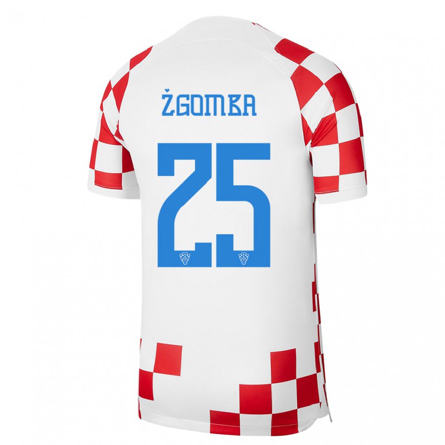 Kandiny Hombre Camiseta Croacia Marin Zgomba #25 Rojo Blanco 1ª Equipación 22-24 La Camisa Chile