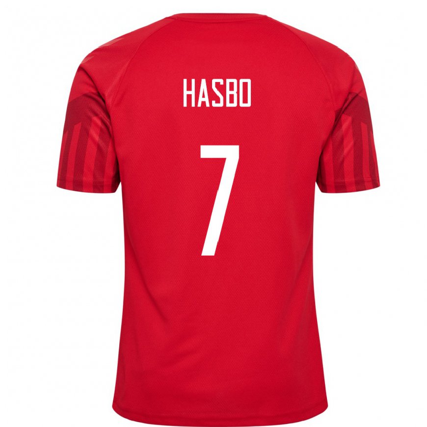 Kandiny Hombre Camiseta Dinamarca Josefine Hasbo #7 Rojo 1ª Equipación 22-24 La Camisa Chile