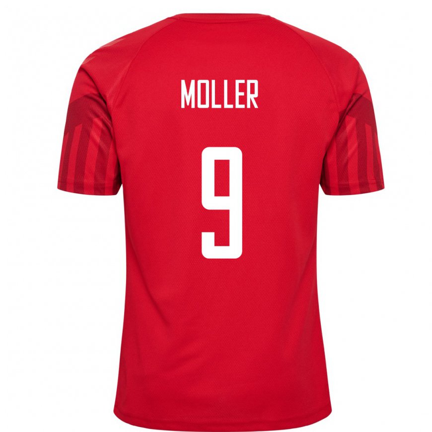 Kandiny Hombre Camiseta Dinamarca Caroline Moller #9 Rojo 1ª Equipación 22-24 La Camisa Chile