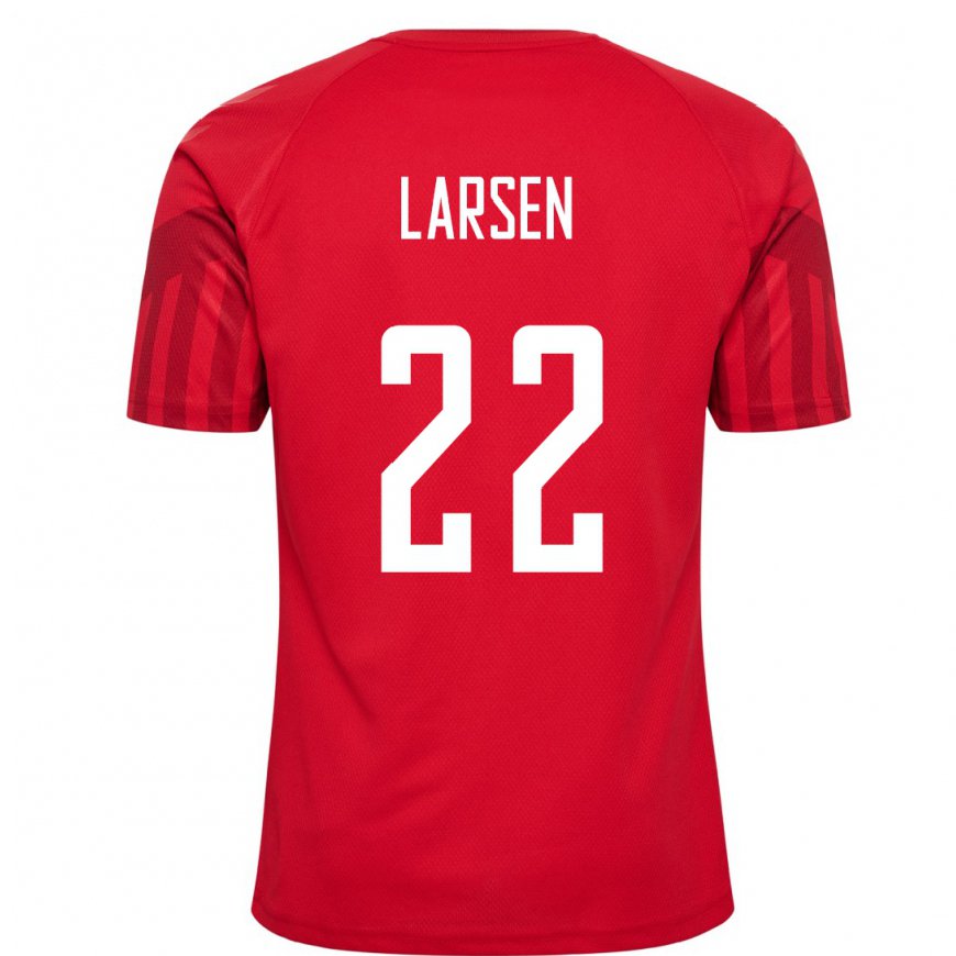 Kandiny Hombre Camiseta Dinamarca Kathrine Larsen #22 Rojo 1ª Equipación 22-24 La Camisa Chile