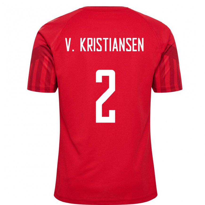 Kandiny Hombre Camiseta Dinamarca Victor Kristiansen #2 Rojo 1ª Equipación 22-24 La Camisa Chile