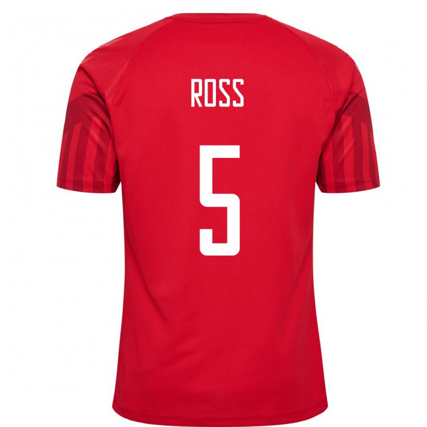 Kandiny Hombre Camiseta Dinamarca Mathias Ross #5 Rojo 1ª Equipación 22-24 La Camisa Chile