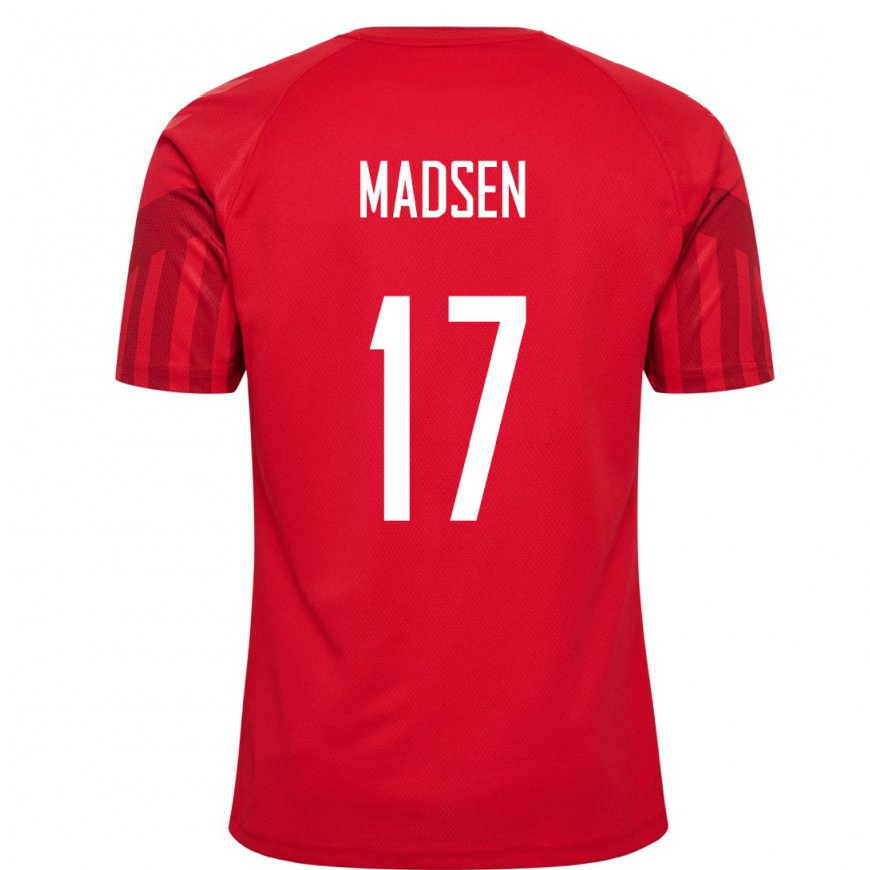 Kandiny Hombre Camiseta Dinamarca Nicolas Madsen #17 Rojo 1ª Equipación 22-24 La Camisa Chile