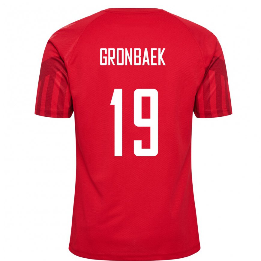 Kandiny Hombre Camiseta Dinamarca Albert Gronbaek #19 Rojo 1ª Equipación 22-24 La Camisa Chile