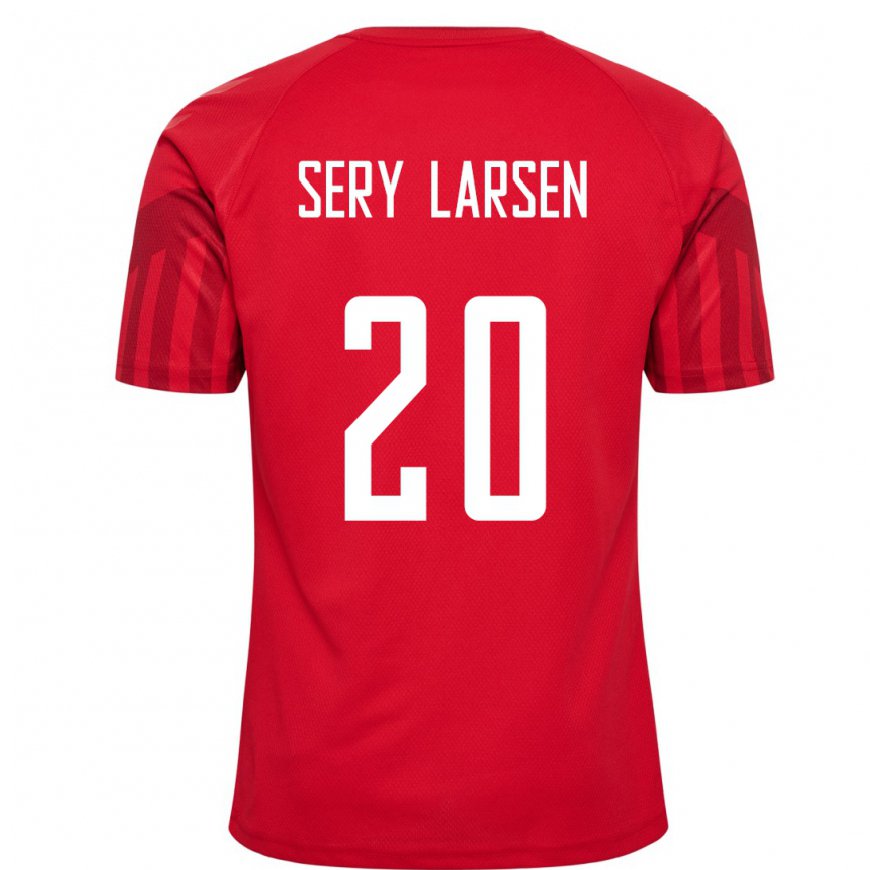Kandiny Hombre Camiseta Dinamarca Japhet Sery Larsen #20 Rojo 1ª Equipación 22-24 La Camisa Chile