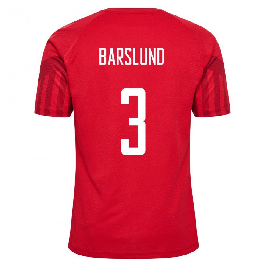 Kandiny Hombre Camiseta Dinamarca Kaare Barslund #3 Rojo 1ª Equipación 22-24 La Camisa Chile