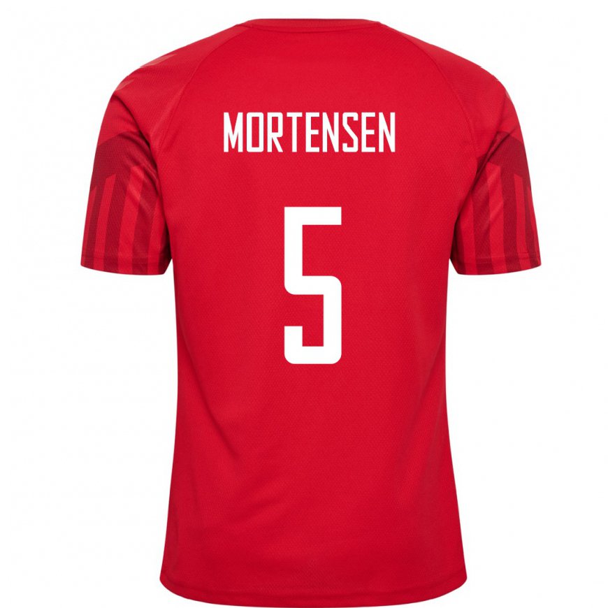 Kandiny Hombre Camiseta Dinamarca Gustav Mortensen #5 Rojo 1ª Equipación 22-24 La Camisa Chile