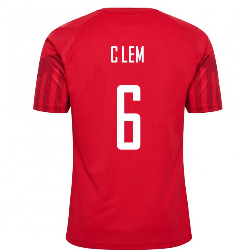 Kandiny Hombre Camiseta Dinamarca William Clem #6 Rojo 1ª Equipación 22-24 La Camisa Chile