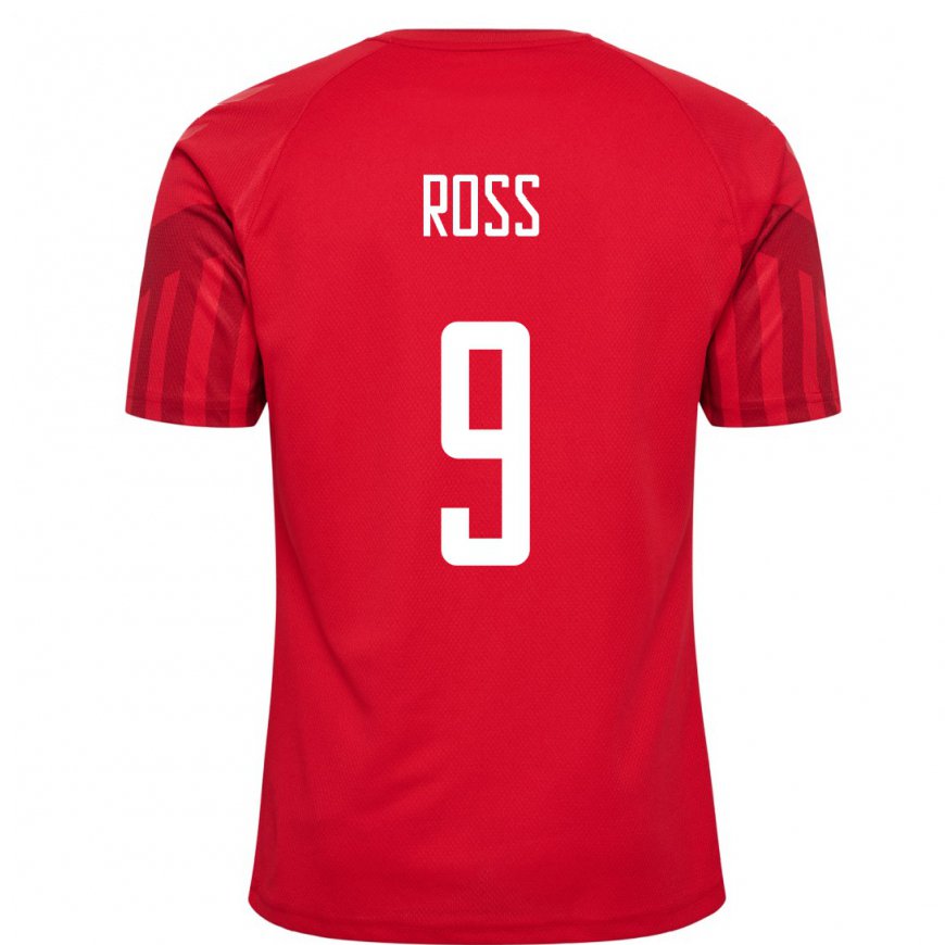 Kandiny Hombre Camiseta Dinamarca Oliver Ross #9 Rojo 1ª Equipación 22-24 La Camisa Chile