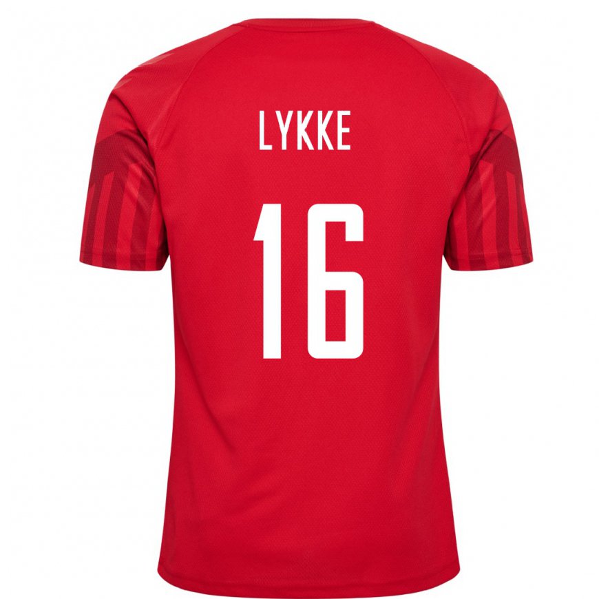 Kandiny Hombre Camiseta Dinamarca William Lykke #16 Rojo 1ª Equipación 22-24 La Camisa Chile