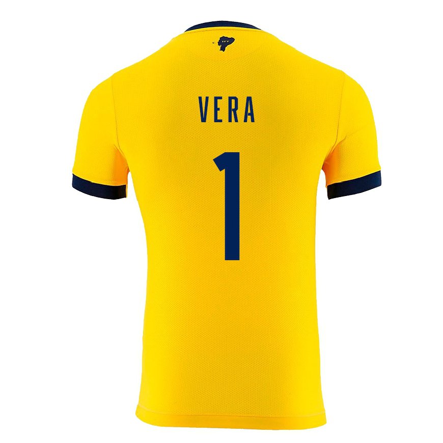 Kandiny Hombre Camiseta Ecuador Andrea Vera #1 Amarillo 1ª Equipación 22-24 La Camisa Chile