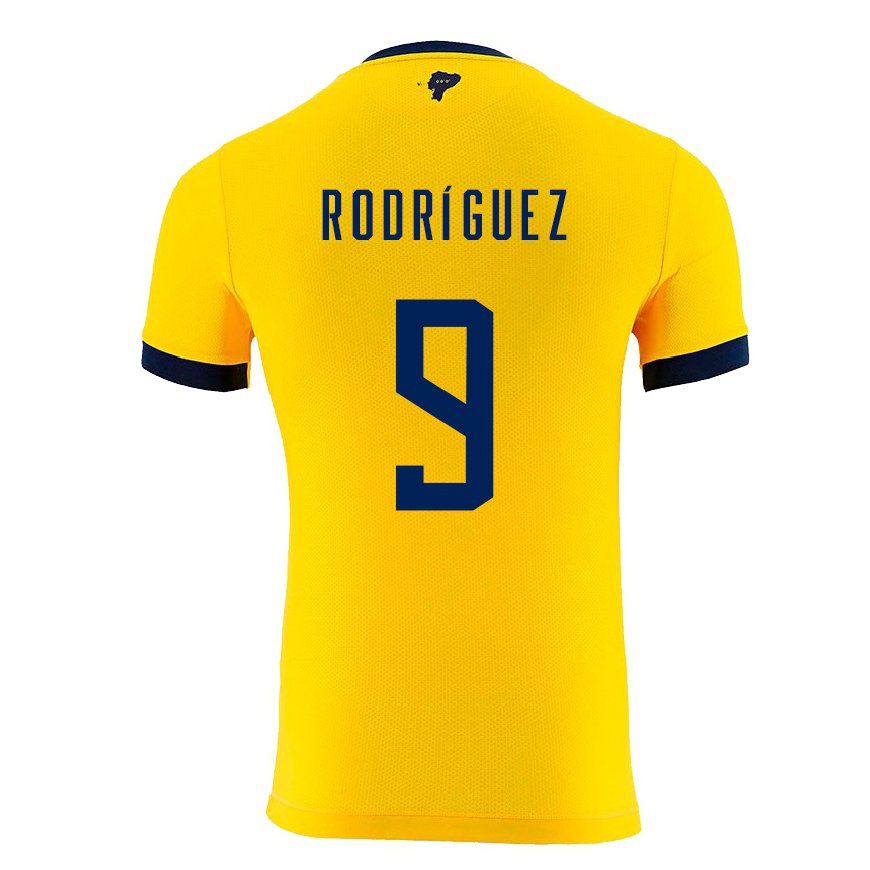 Kandiny Hombre Camiseta Ecuador Ingrid Rodriguez #9 Amarillo 1ª Equipación 22-24 La Camisa Chile