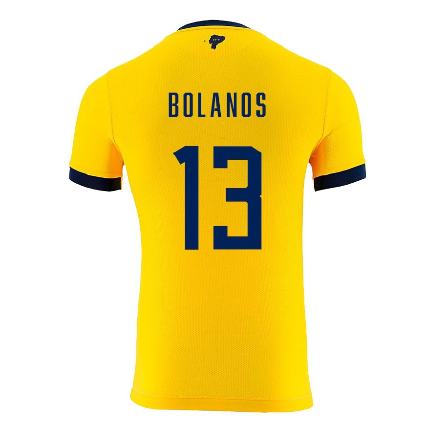 Kandiny Hombre Camiseta Ecuador Nayely Bolanos #13 Amarillo 1ª Equipación 22-24 La Camisa Chile