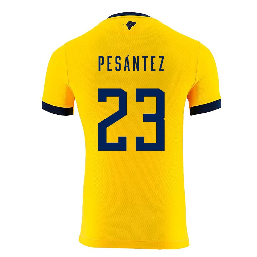 Kandiny Hombre Camiseta Ecuador Danna Pesantez #23 Amarillo 1ª Equipación 22-24 La Camisa Chile