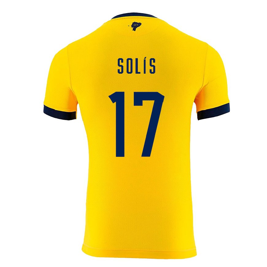 Kandiny Hombre Camiseta Ecuador Mathias Solis #17 Amarillo 1ª Equipación 22-24 La Camisa Chile